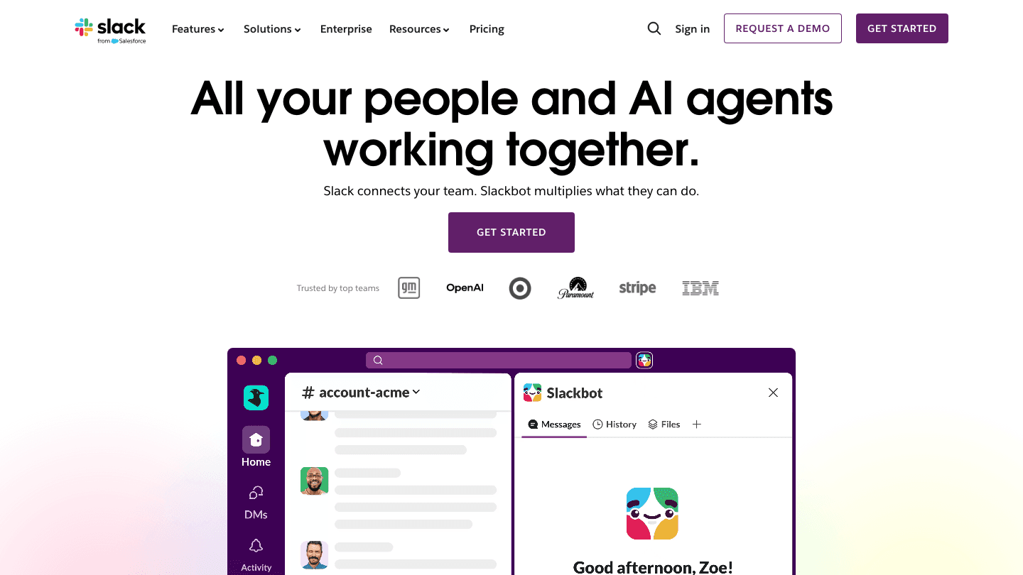 Slack team communication app screenshot