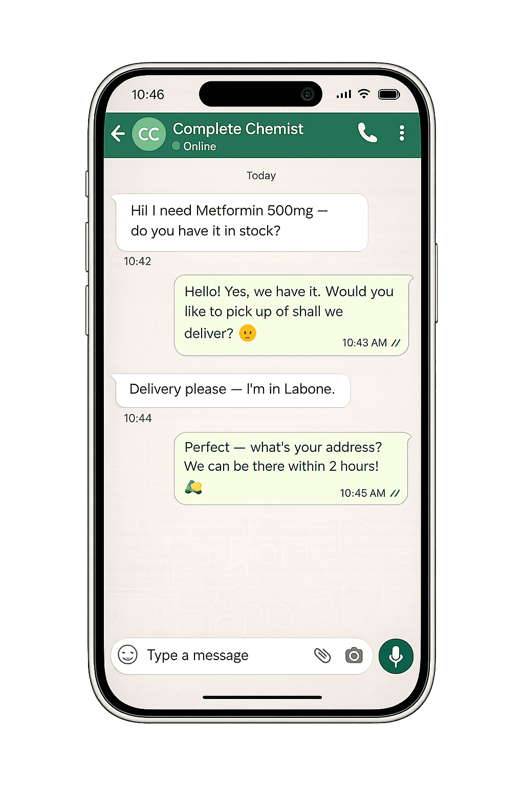 WhatsApp chat image on an iPhone. 