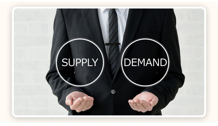 The words “SUPPLY” and “DEMAND”