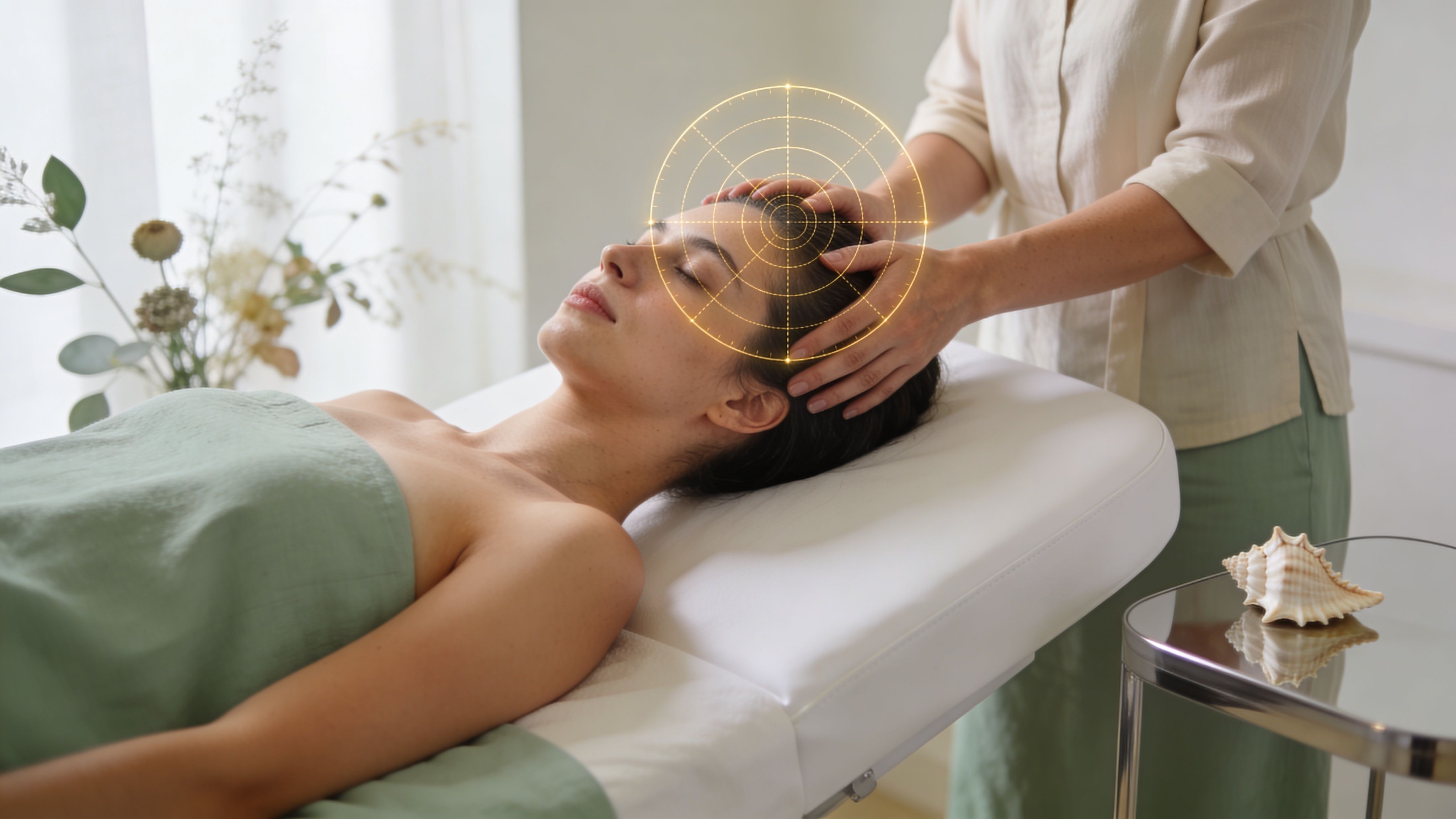 woman getting her head massaged