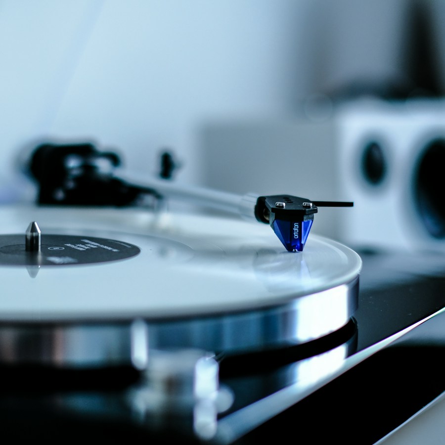 Black and silver turntable