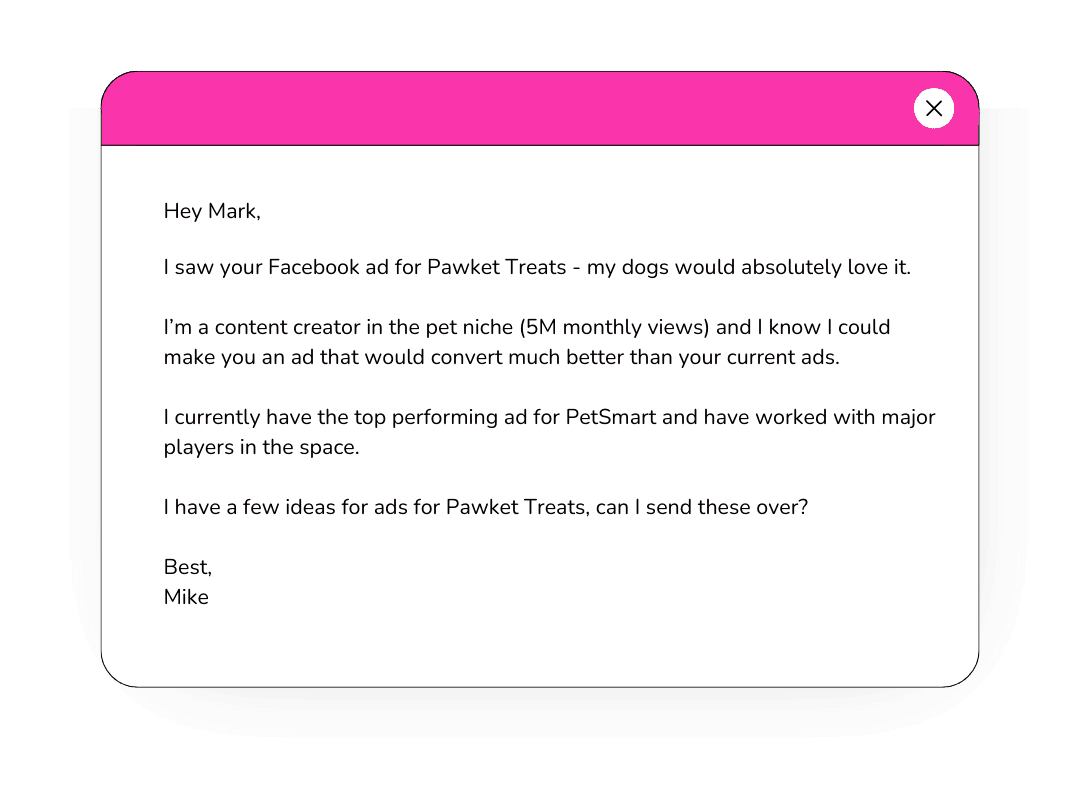 UGC Pitch template from Brands Meet Creators