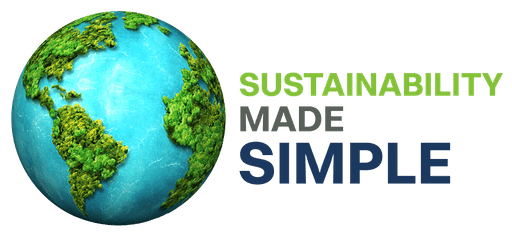 Illustration of the earth with sustainability made simple to the side.