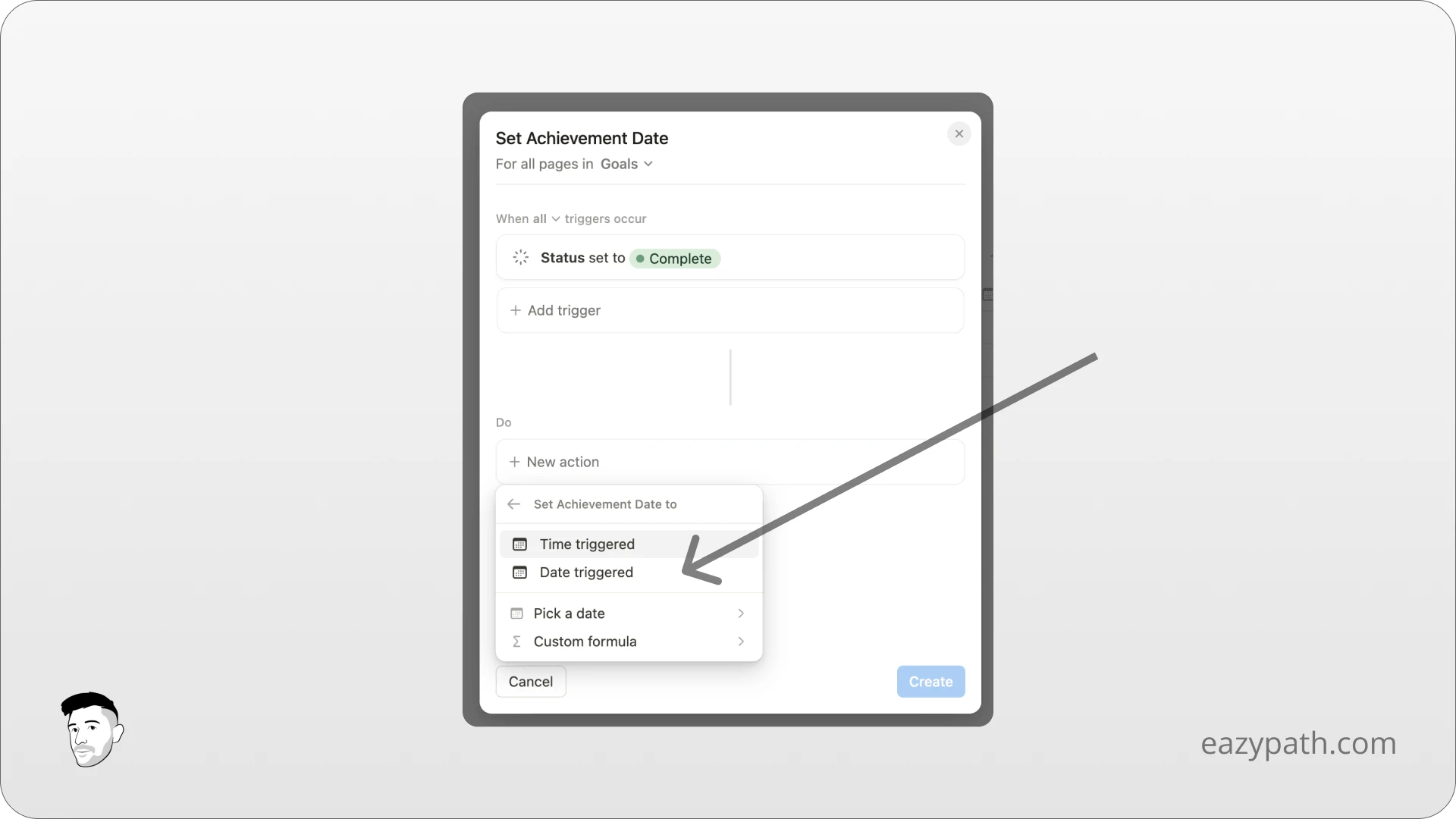 How to Create a Notion Database Automation - Action Date Trigerred