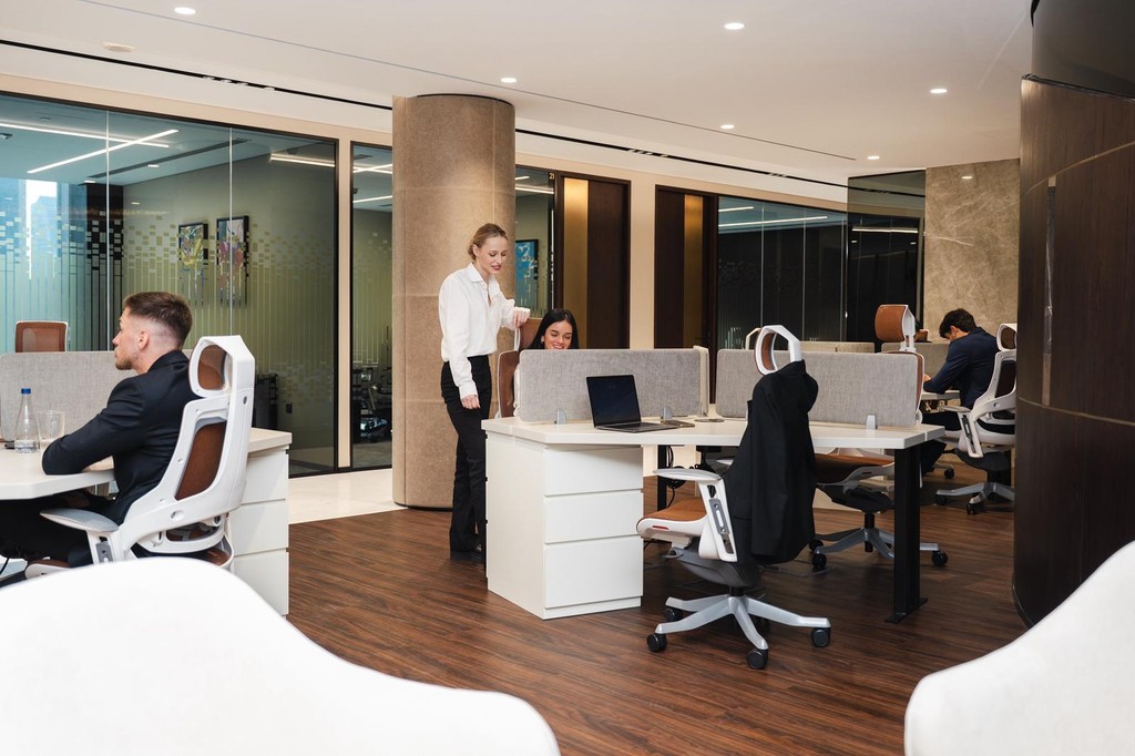 Modern coworking space at Office Square, Al Fattan Tower in Dubai Marina