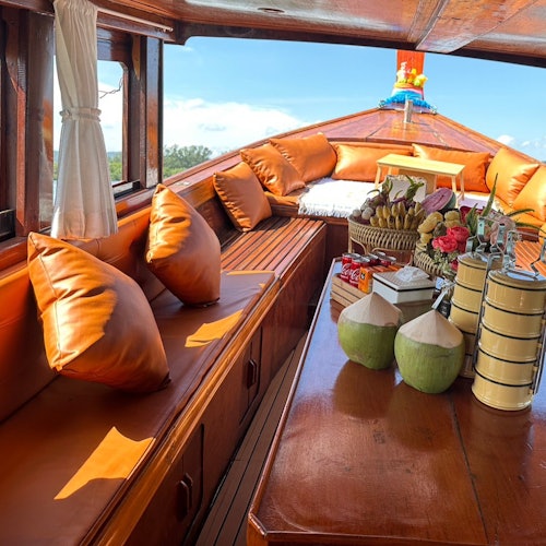 Inside a luxury vintage boat