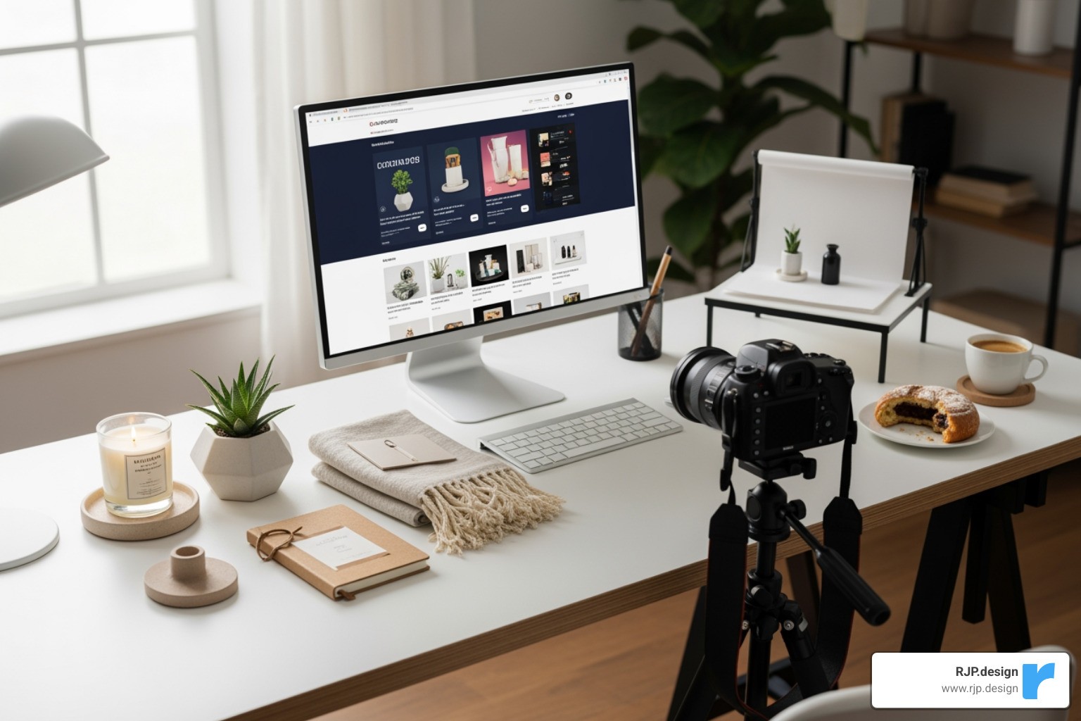 showing a website's responsive design on a phone, tablet, and desktop - professional online shop