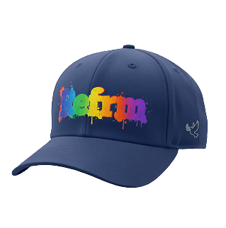 Blue baseball cap with Refrm slogan.