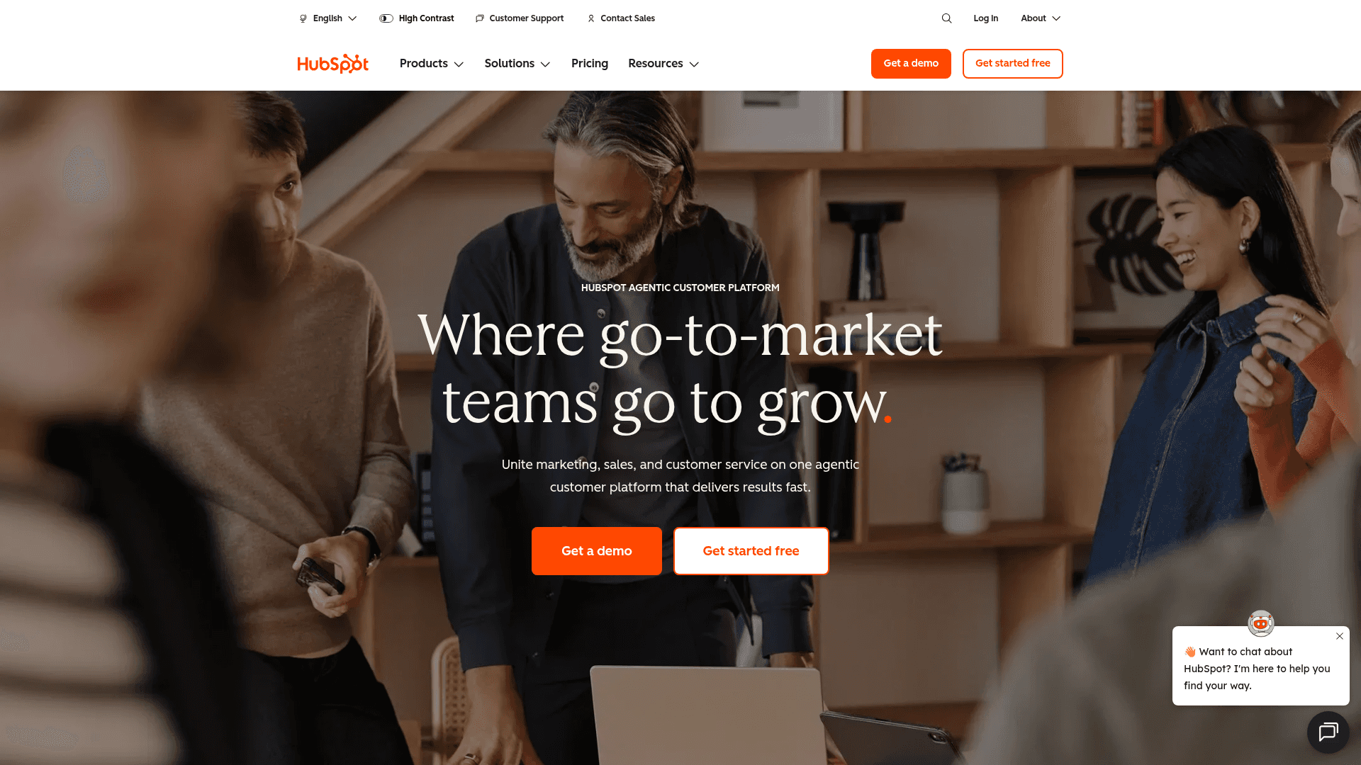 Screenshot of https://hubspot.com
