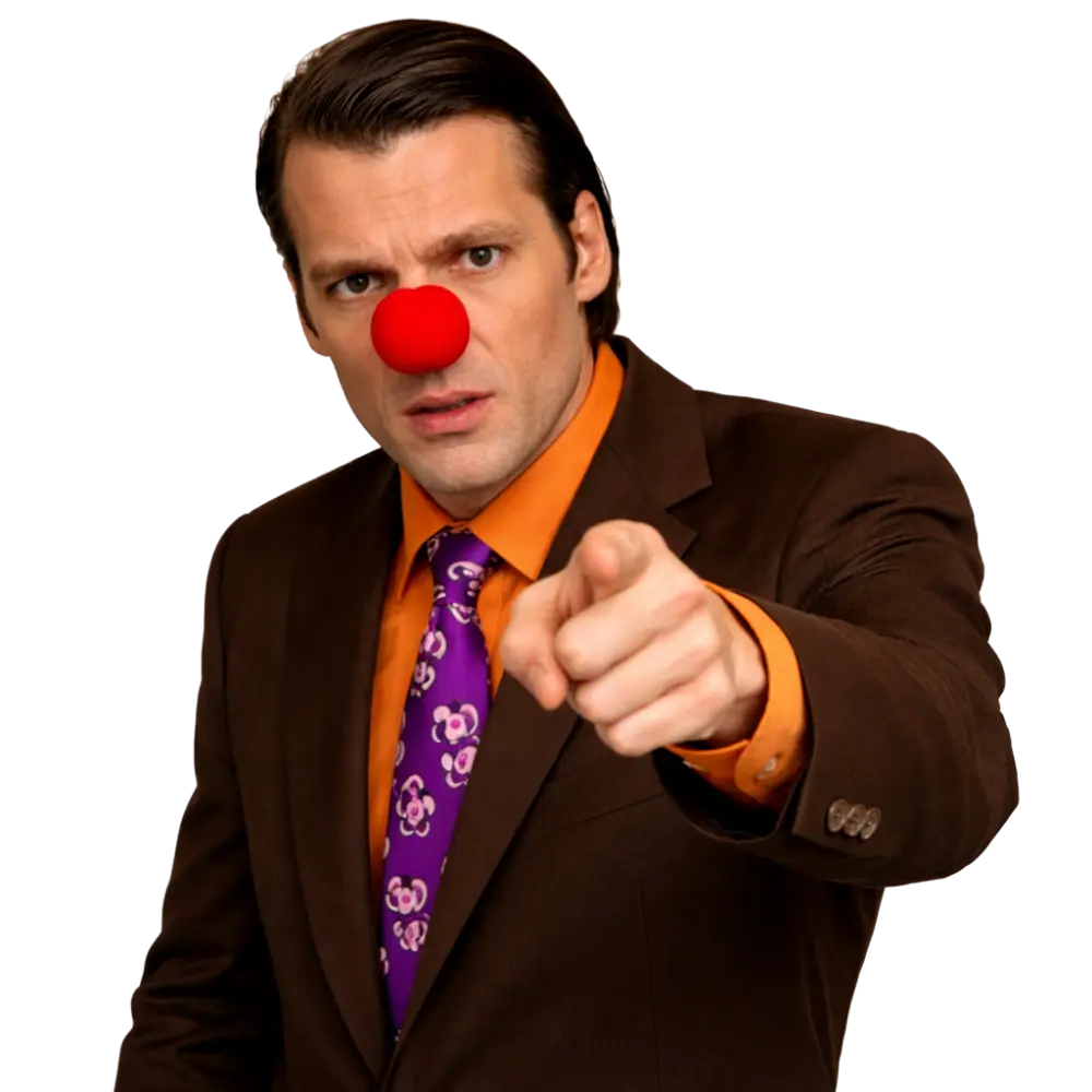Jean-Claude porte un nez rouge - La Jeance Team Building