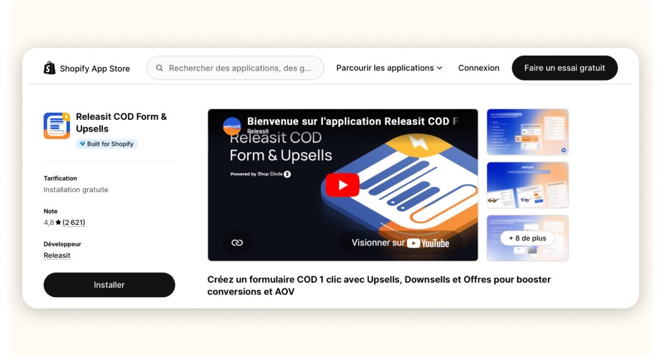 Installation de Releasit COD Form & Upsells