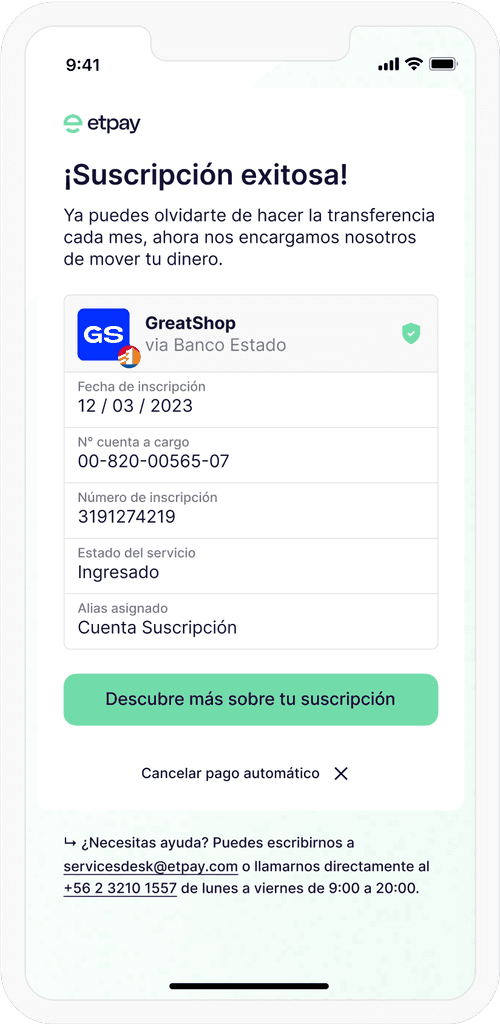 Plataforma ETPay móvil