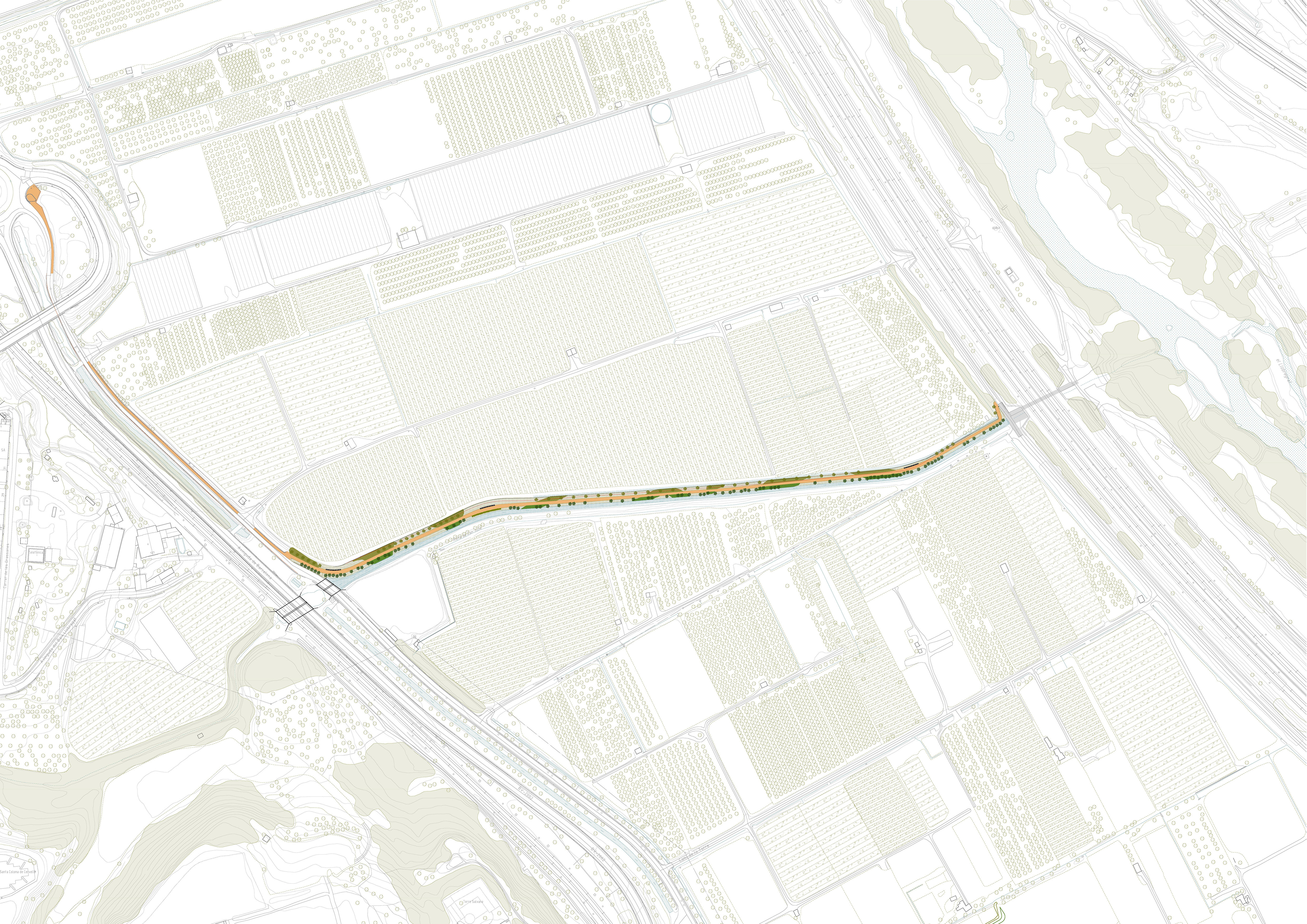 Planta de la mejora paisajística de la riera Can Julià