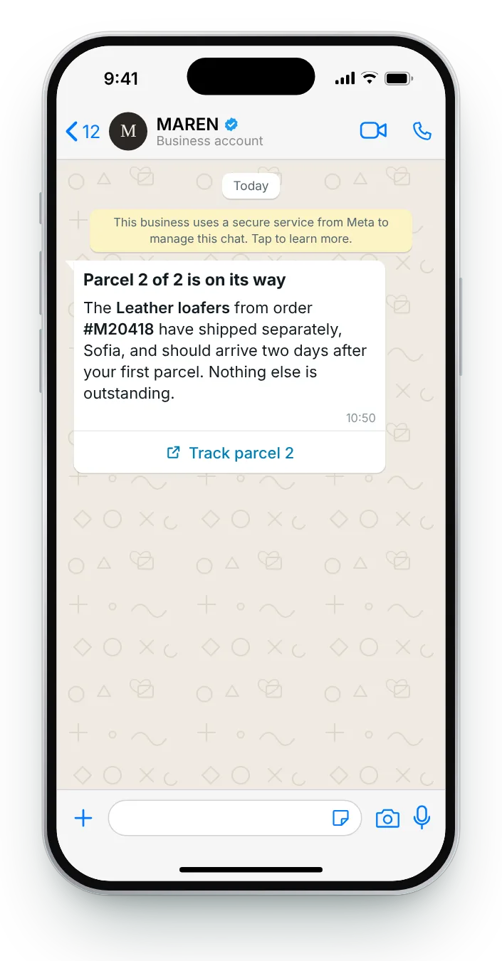 The rest is on its way: WhatsApp shipping update on an iPhone