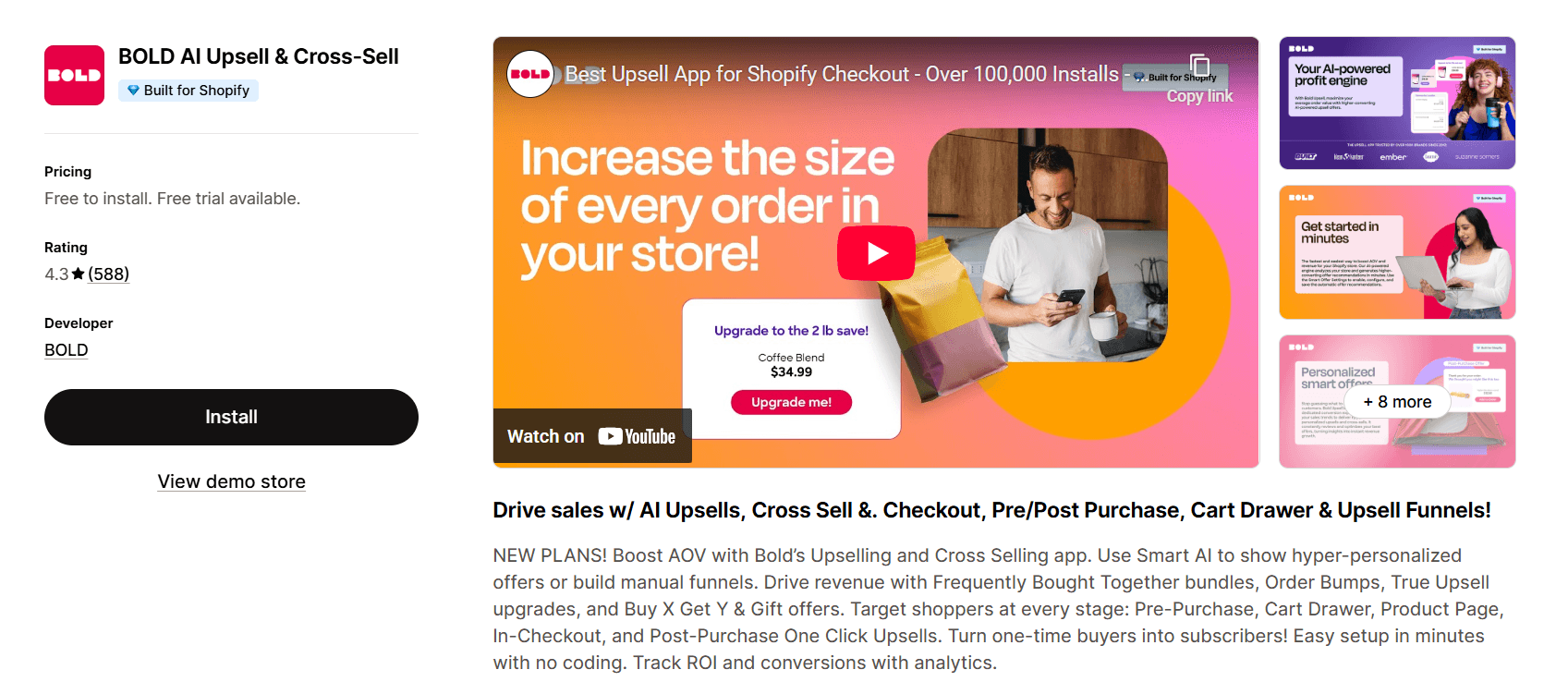 Bold Upsell in Shopify AppStore