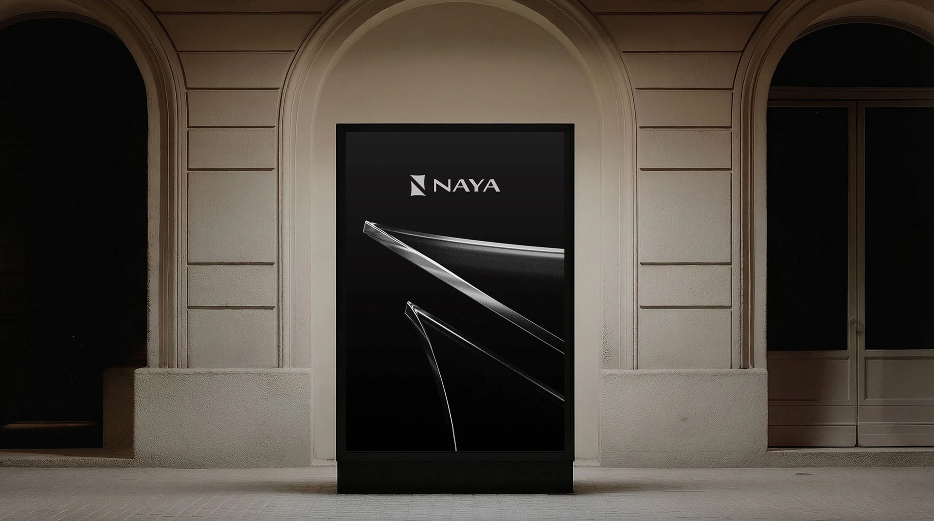 Streetside billboard with flyposters of the Batch.Works brand and illustrations