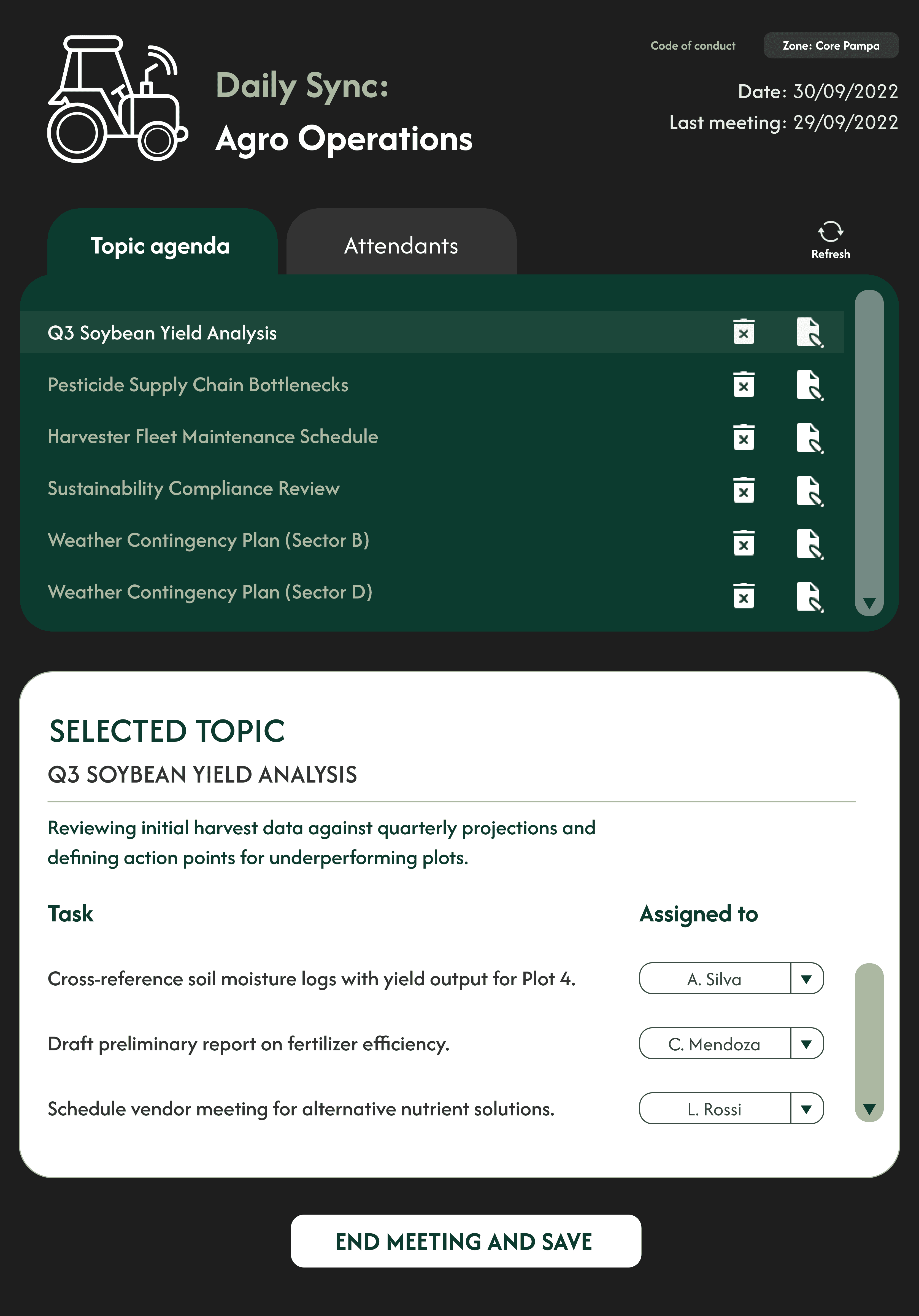 iPad split-view layout of the Minutes App