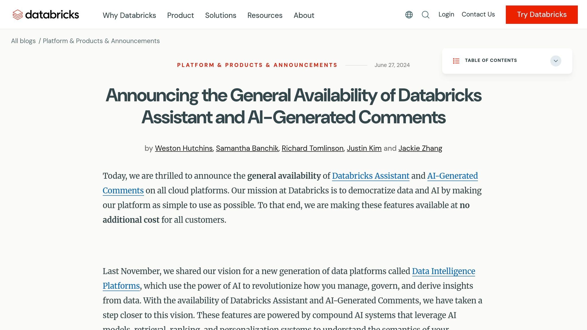 Databricks Assistant
