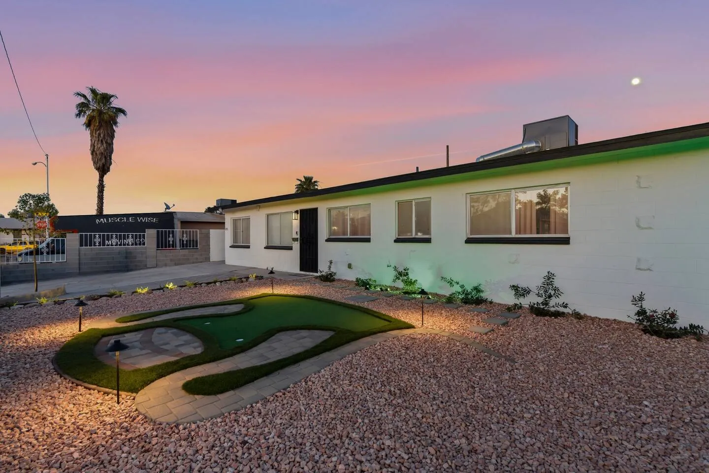 Backyard at dusk, Retro Vegas in North Las Vegas