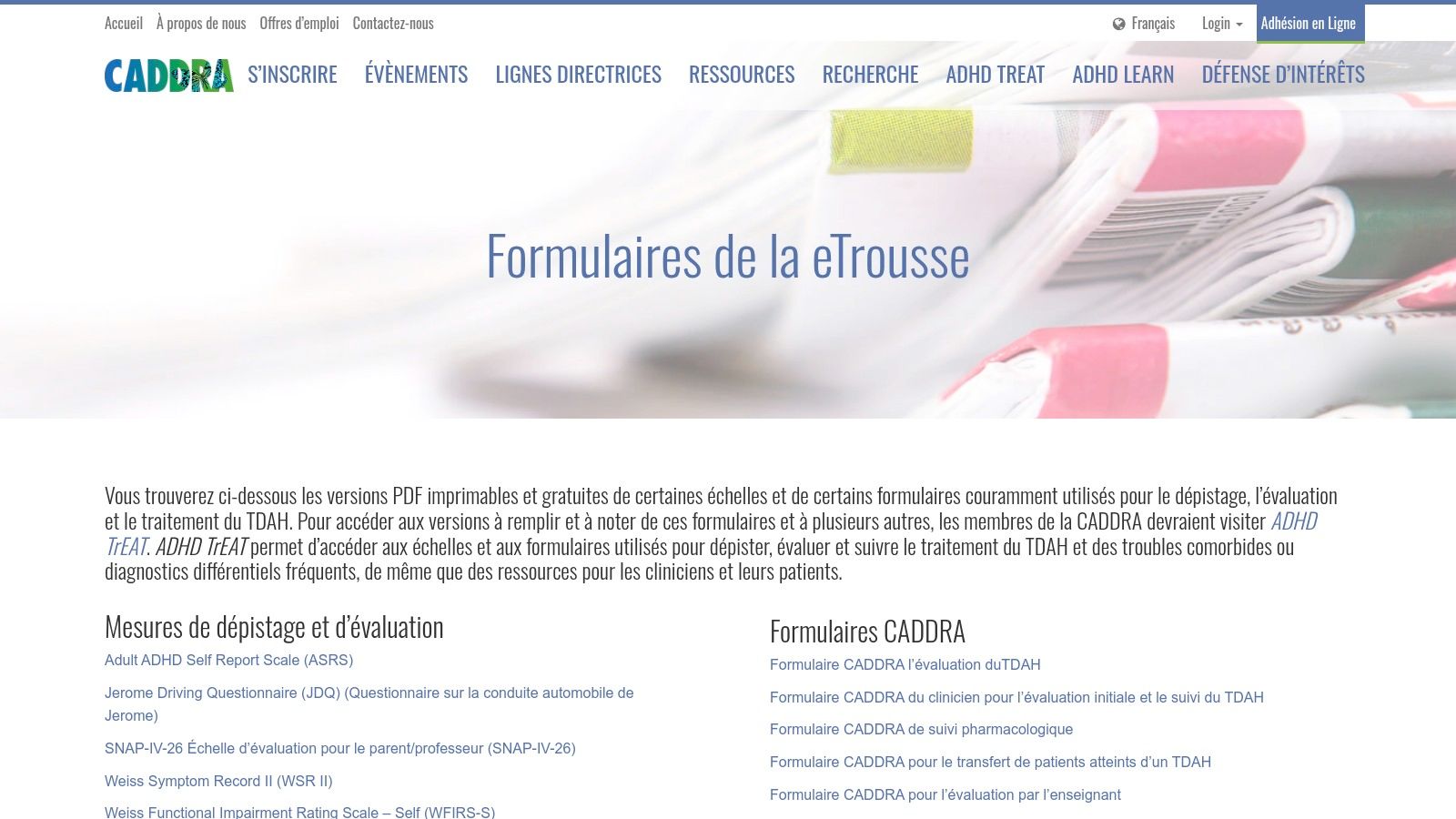 CADDRA – eToolkit Forms (French)