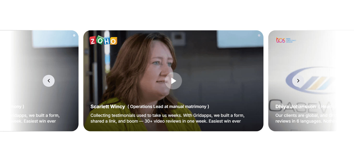 Video Carousel | gridapps testimonials 