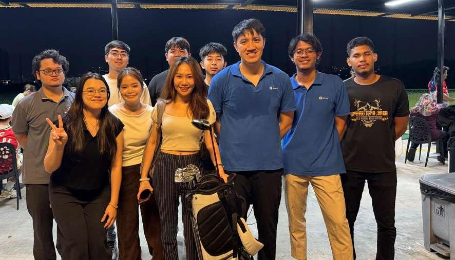 ALPHV team members together at an evening event