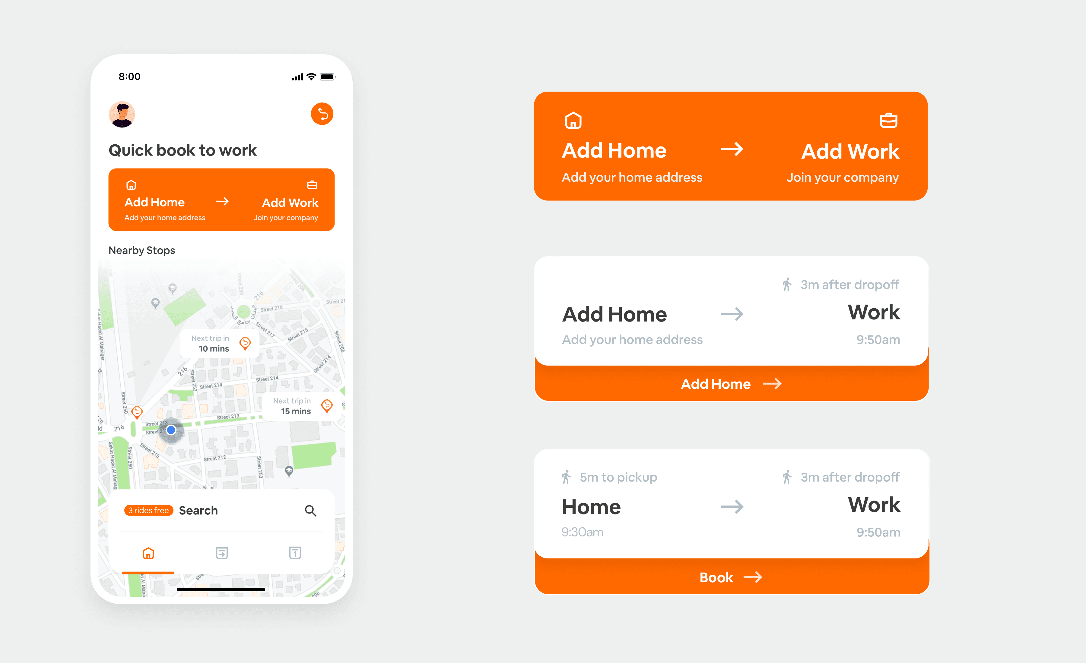 Quick book to work: home and work shortcuts on the home screen