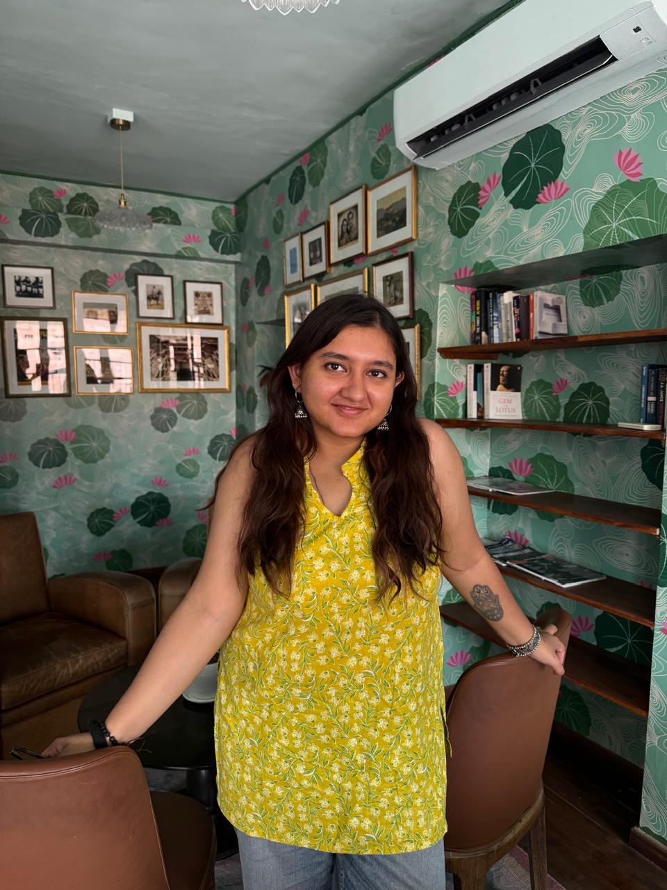 A young girl smiling