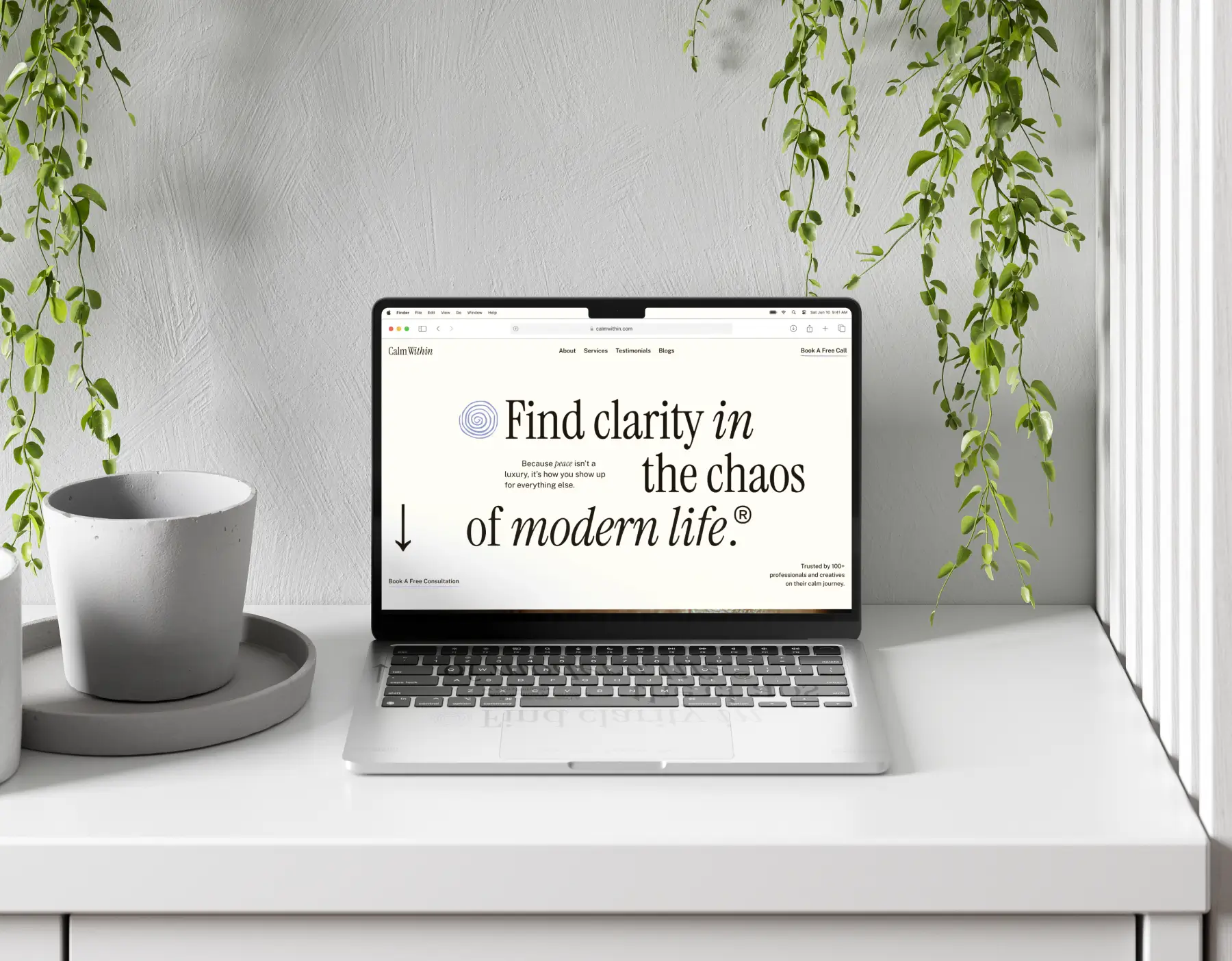 Macbook showing the landing page