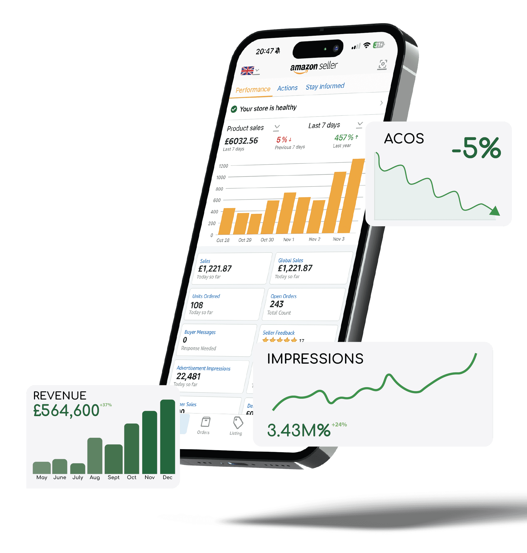 A smiling man holds a basket of cleaning supplies against a light green background.