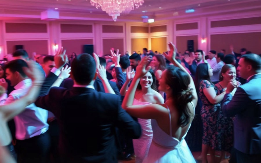 Guests jumping and celebrating during a Toronto wedding with NightStyle DJ