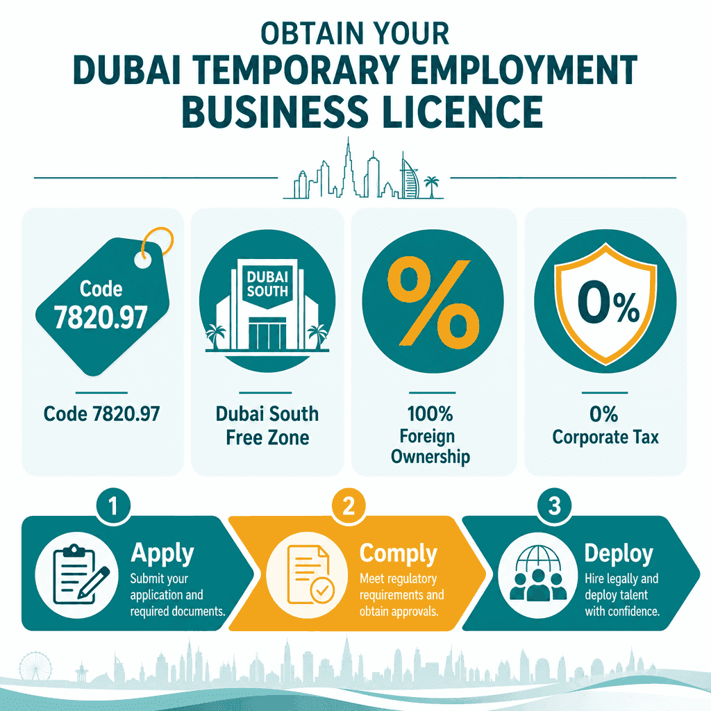 Infographic: Apply for a On Demand Labors Supply (Temporary Employment) Business License in Dubai