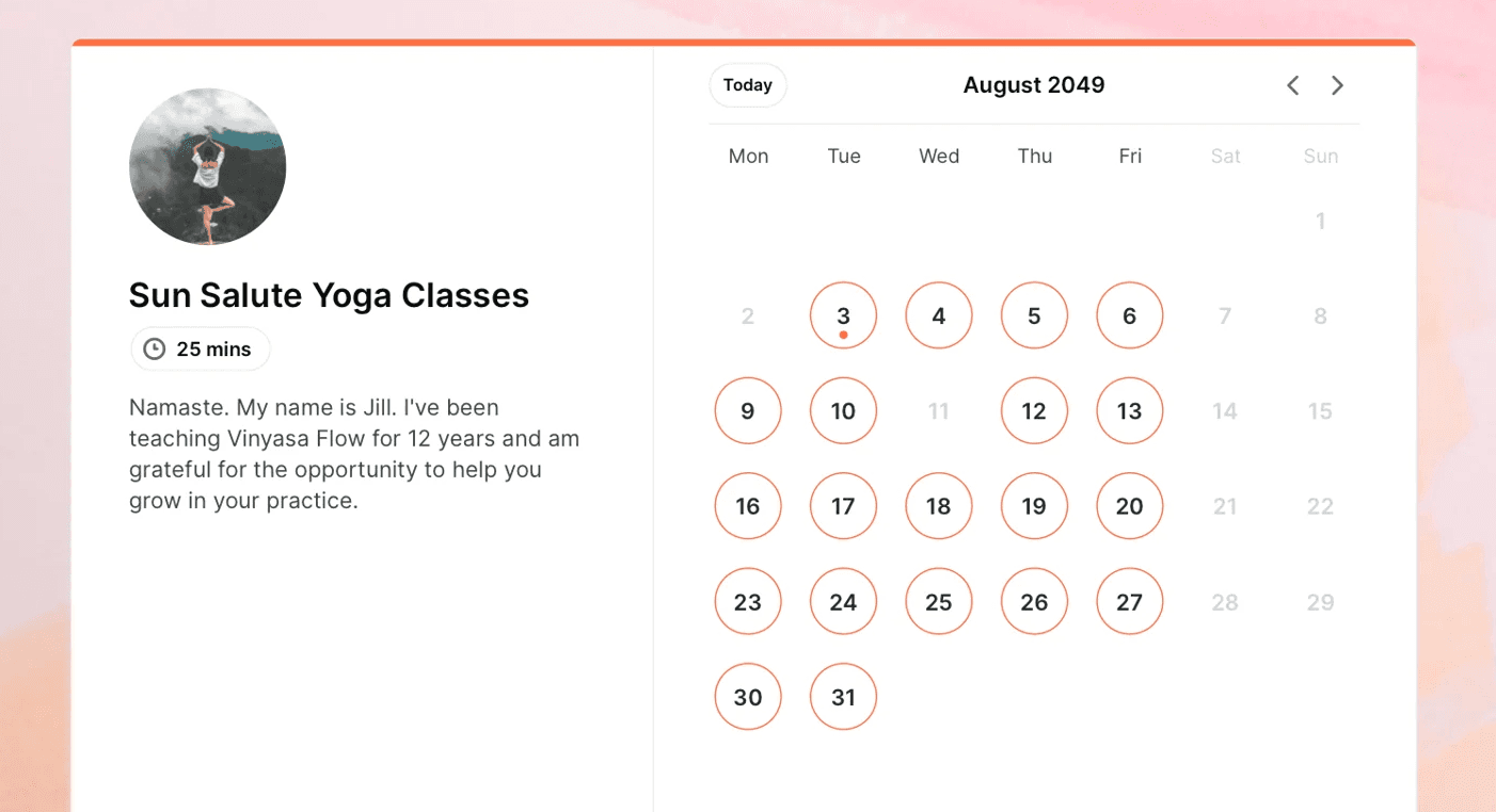 Illustration of YouCanBookMe’s booking page interface