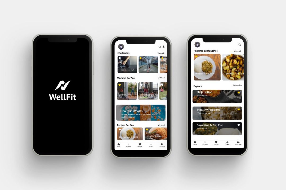 Wellfit wireframes