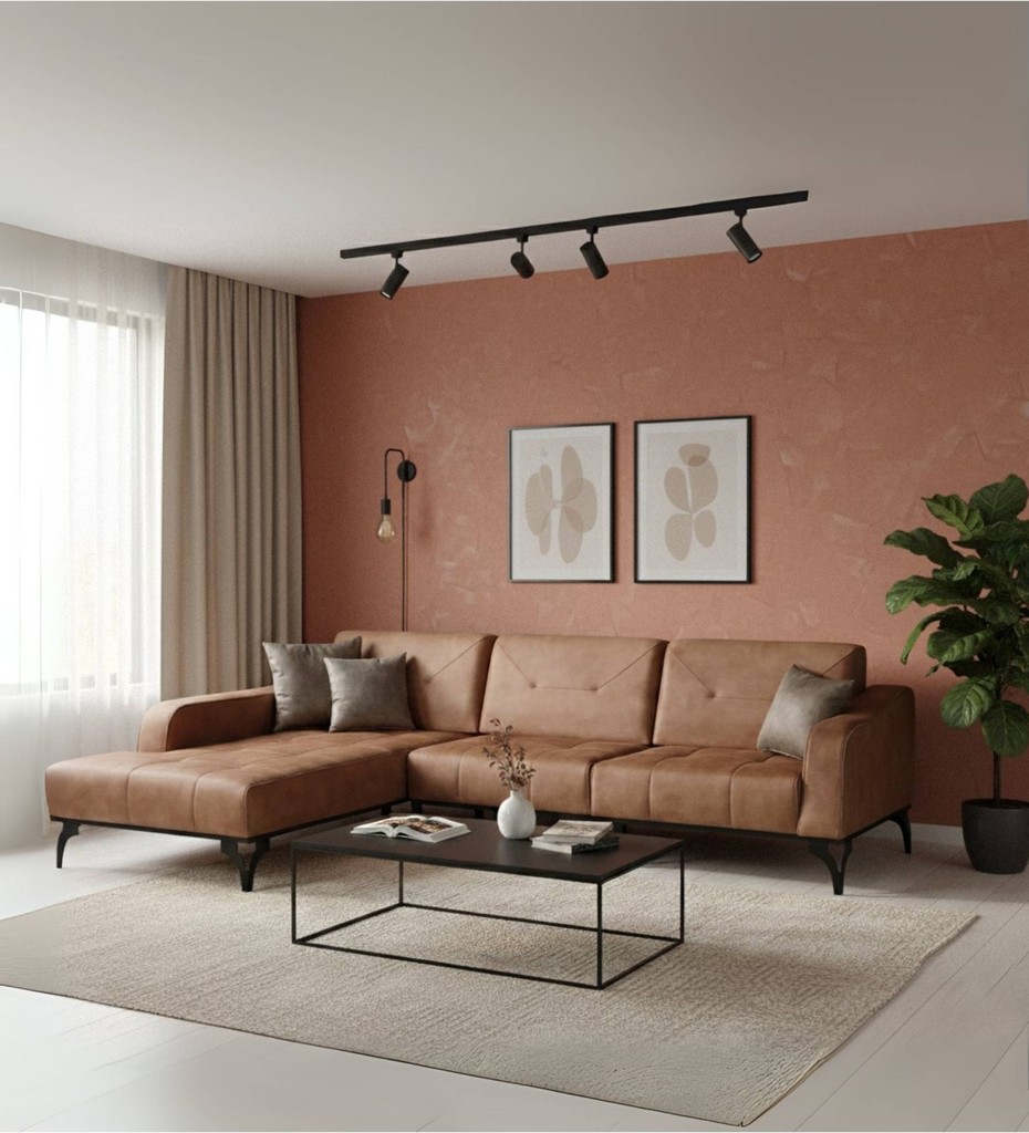 Luxury contemporary cane sofa with teal upholstery and wooden frame