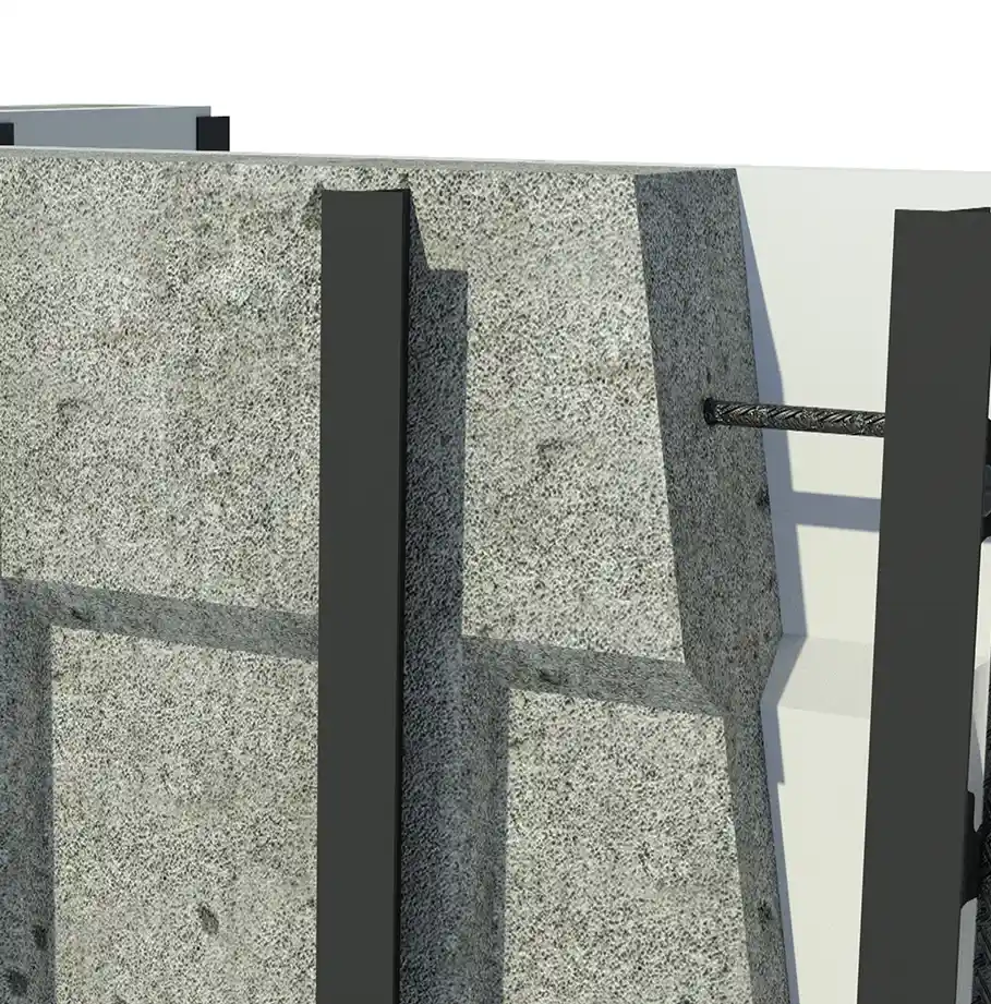 Close-up diagram of furring assemblies
