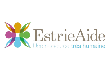 Logo coloré d’EstrieAide avec la mention “Une ressource très humaine”.