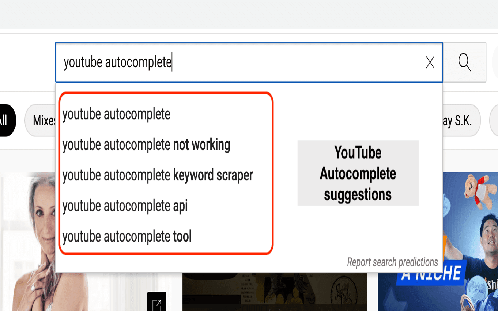 How to find YouTube autocomplete keywords - PEMAVOR