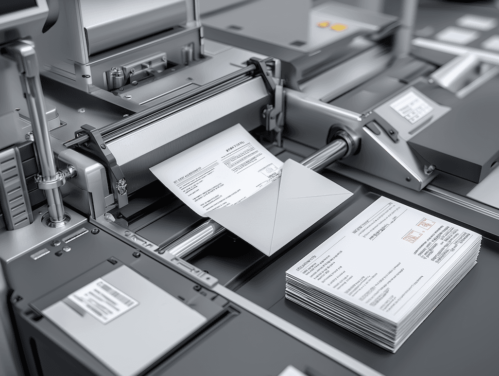 Automated printing and mailing of transactional documents.