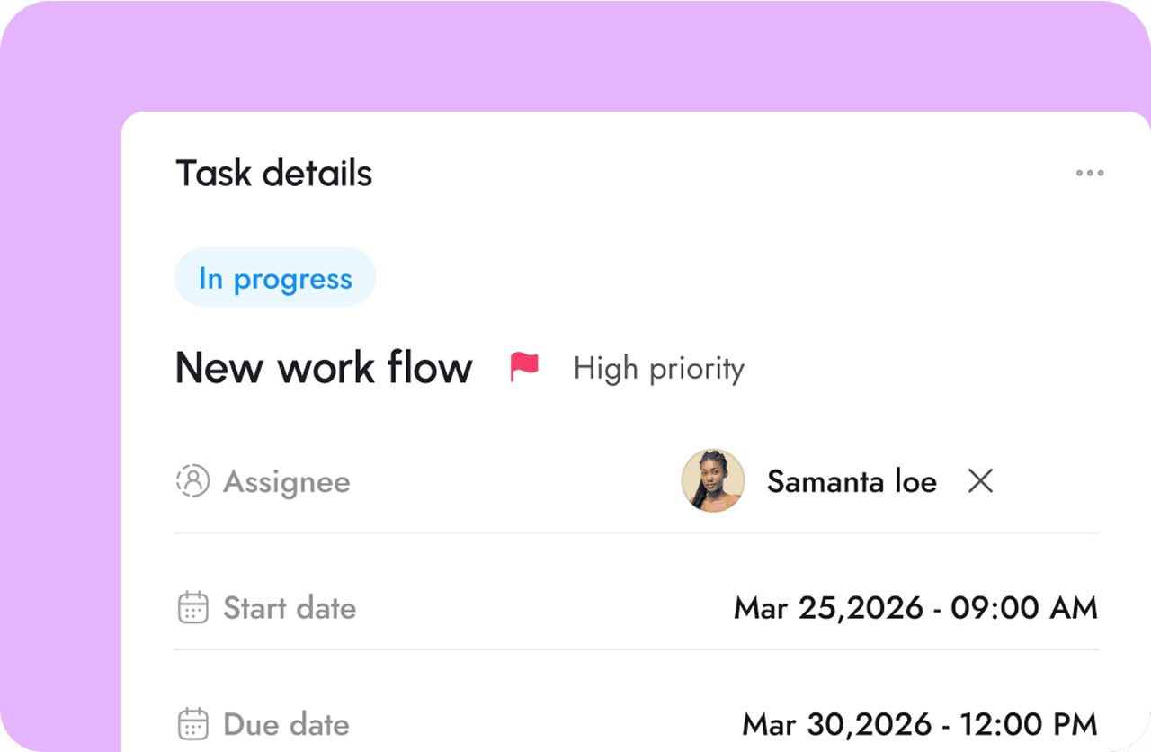 Task details card