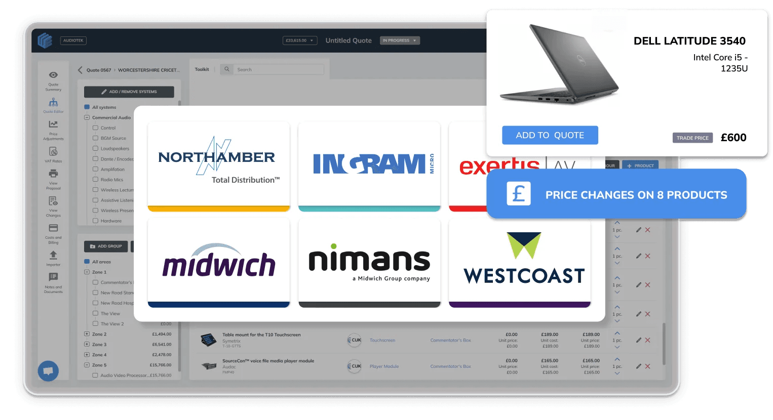Live supplier pricing and stock feed for IT and AV MSP quoting in WeQuote