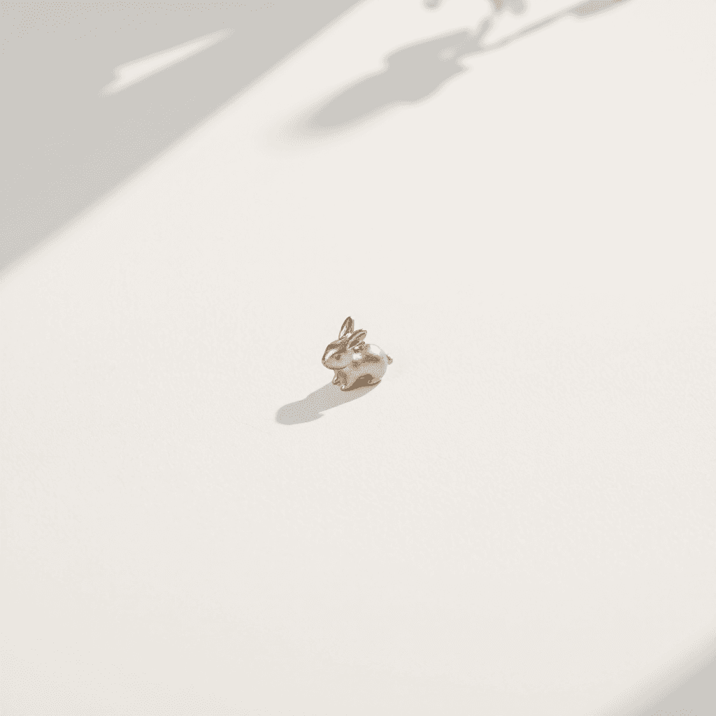 product photography of rabbit-shaped charm