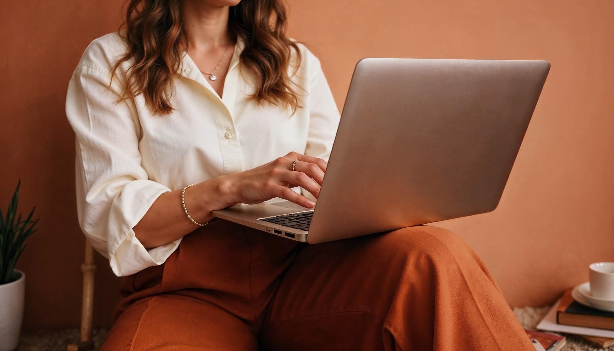A women typing