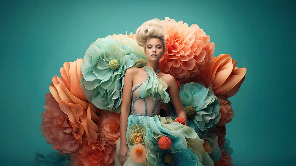 Žena medju džinovskim cvetovima