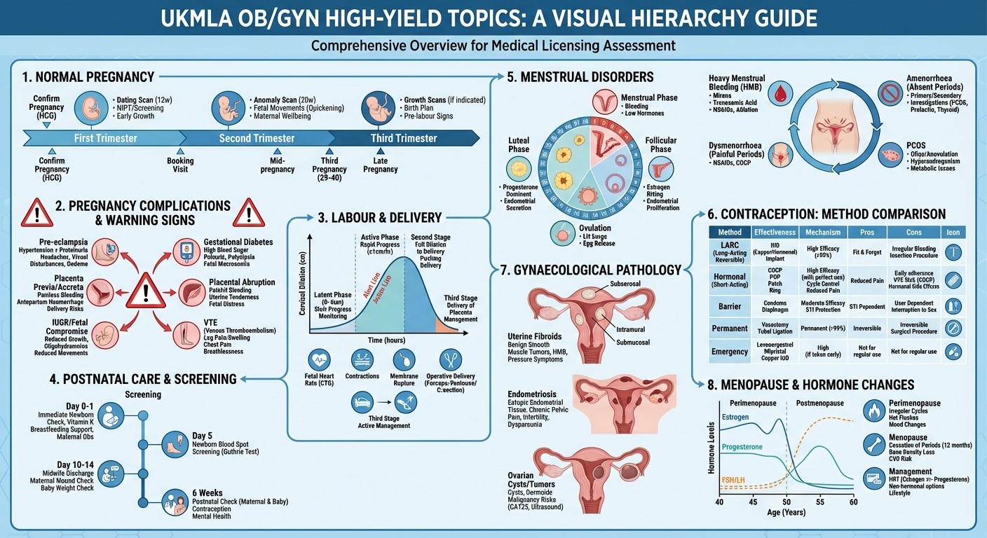 UKMLA obstetrics gynaecology high-yield topics visual guide
