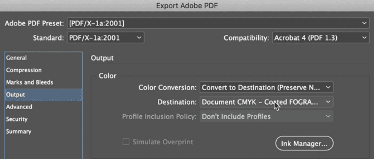 Close-up of bleed guide in InDesign