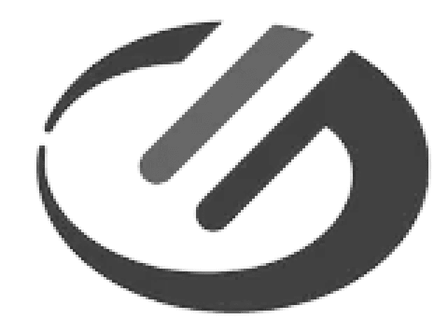 Abstract blue and red logo resembling a stylized "G" or "EM"