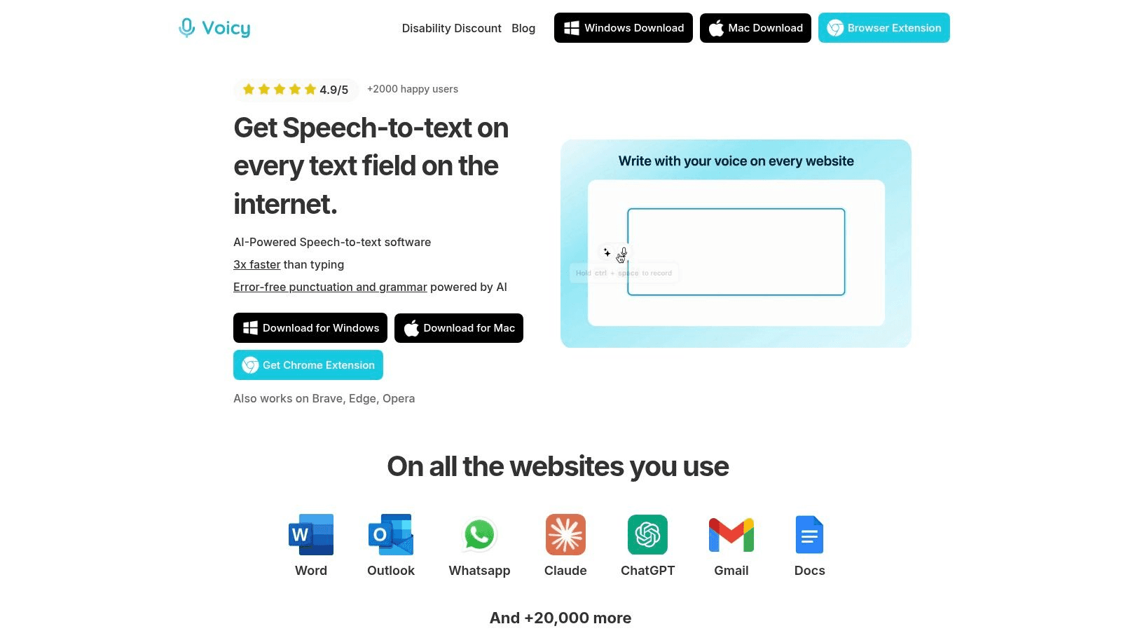 Screenshot of Voicy voice-to-text app for note-taking on Mac. 