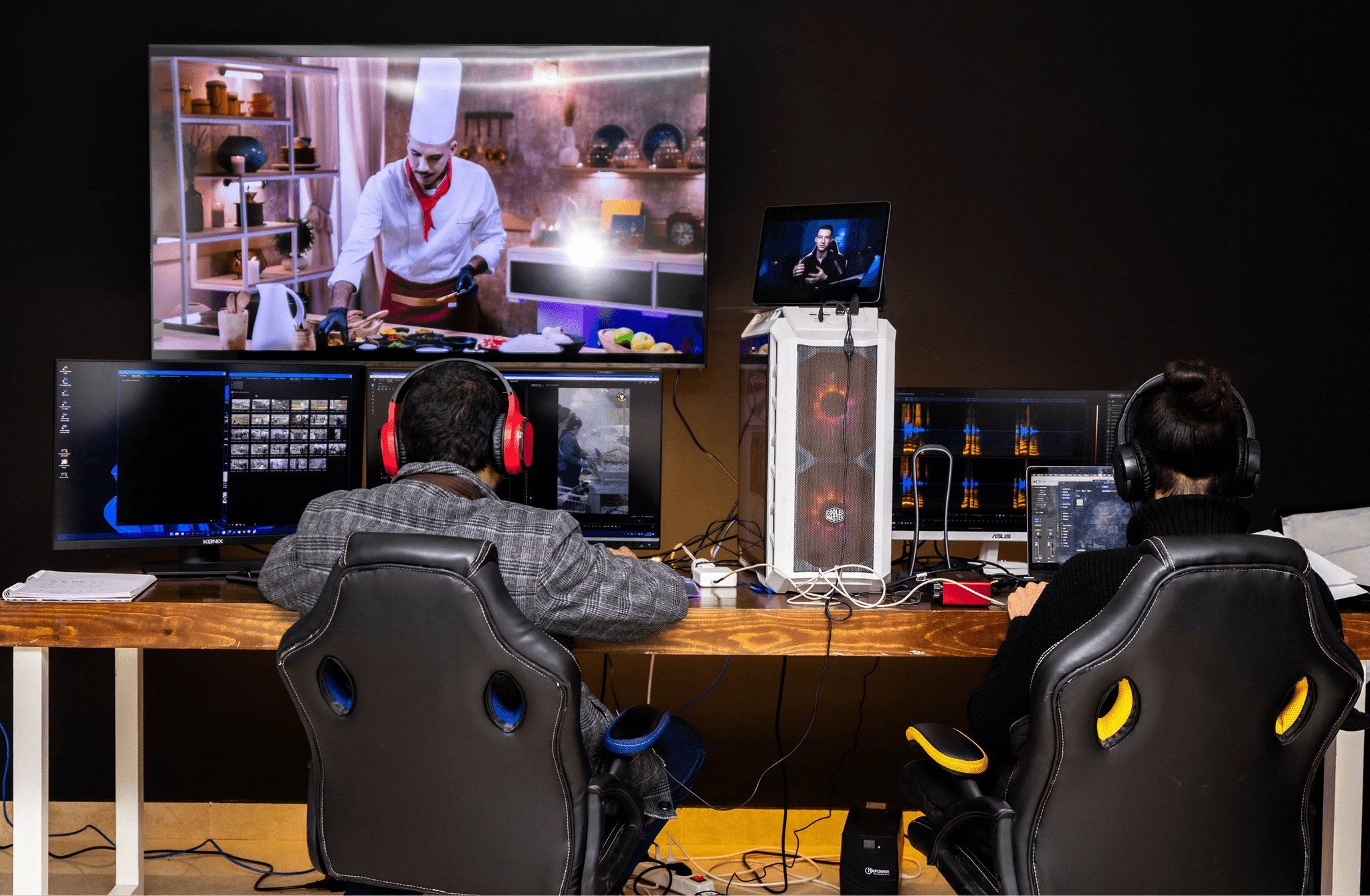 black and gray camera tripod