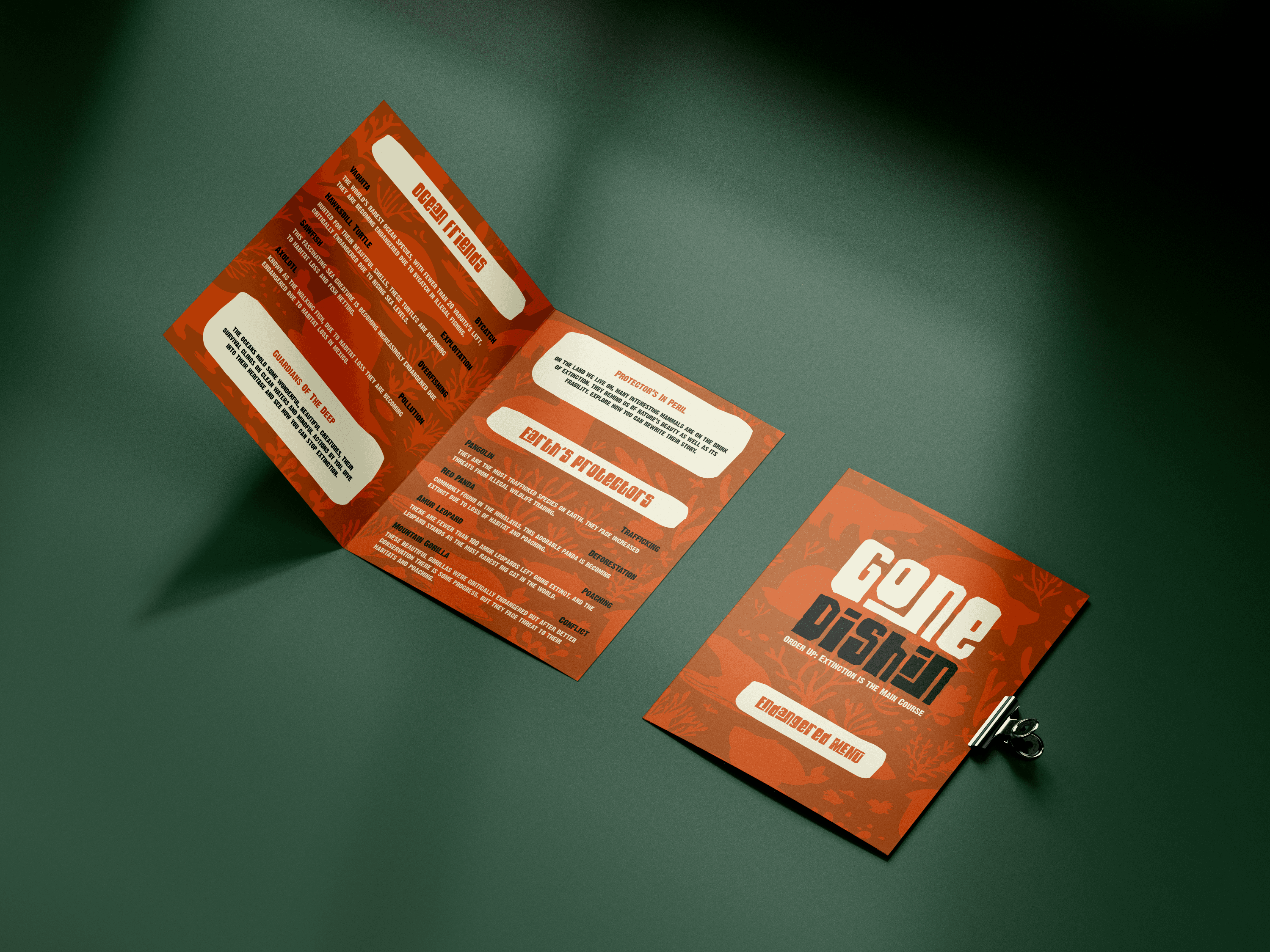 The menu designed for those animals that are endangered.